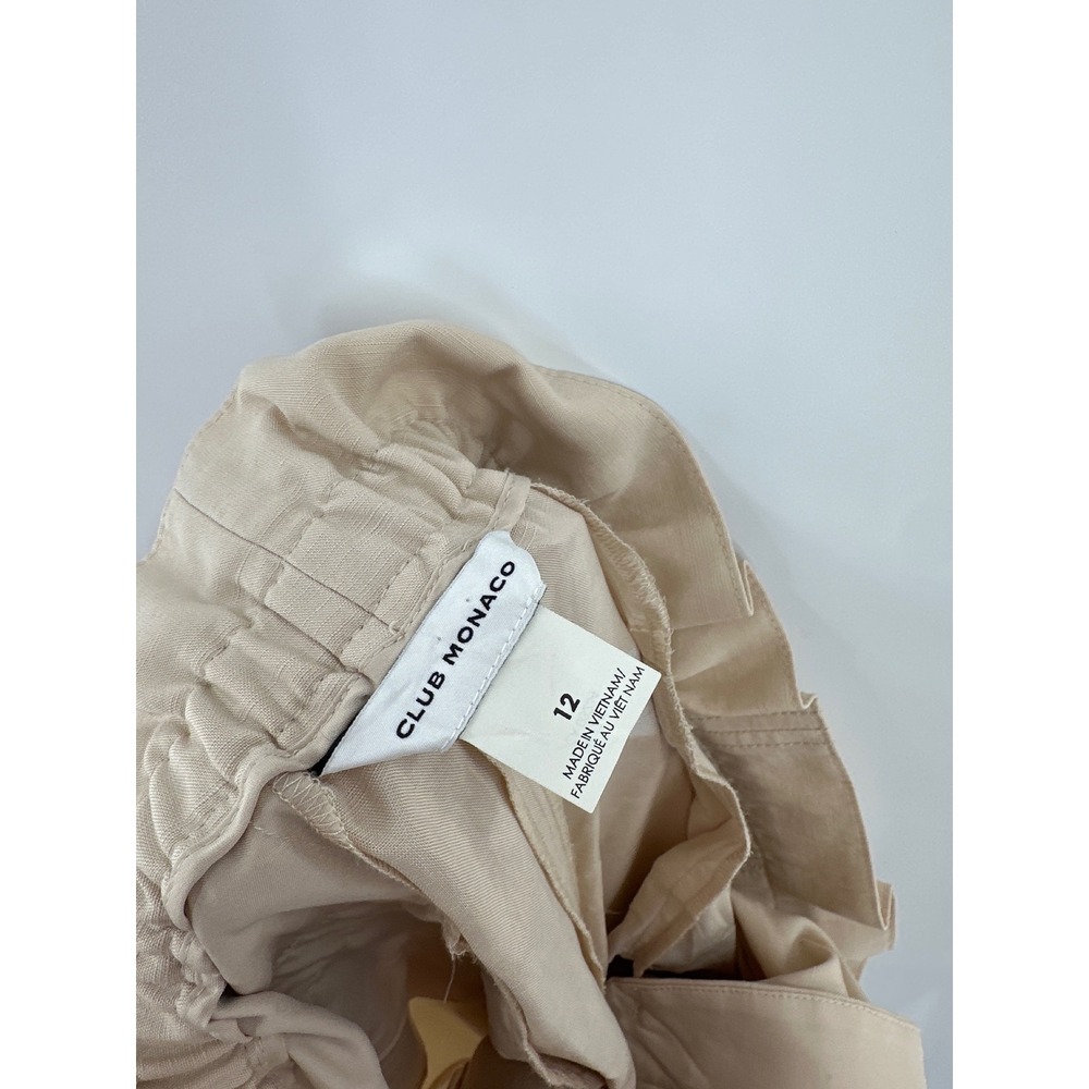 Club Monaco Beige High Waisted Paperbag Wide Leg 12 - Picture 6 of 7